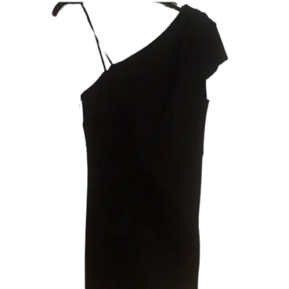 Adrienne Vittadini size 10 black one shoulder midi dress NWOT